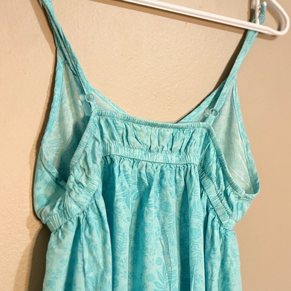 3/$10⚡️La Vie En Rose Floral Aqua Print Spaghetti Strap Nighty Slip Chamise - Picture 9 of 11